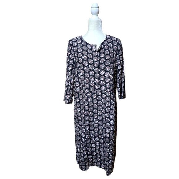 Boden 3/4 Sleeves Black Stars Print Sheath Dress 100% Viscose Front Button Sz 8R - Picture 5 of 9
